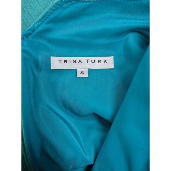 Trina Turk Penny Dress Aqua Green Shift Dress Zipper Back Fully Lined Sz 4 NWOT - Picture 4 of 7